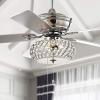 JONATHAN Y JYL9600A Crista 52″ 3-Light Metal/Wood LED Ceiling Fan, Transitional, Glam, Classic, Modern, Contemporary, Iron, Living Room, Family Room, Dining Room, Bedroom, Chrome