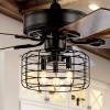 JONATHAN Y JYL9603A Asher 52″ 3-Light Industrial Metal/Wood LED Ceiling Fan with Remote, Farmhouse, Bohemian, Industrial, Rustic, Transitional, Southwestern, Living Room, Bedroom, Forged Black