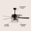 JONATHAN Y JYL9603A Asher 52″ 3-Light Industrial Metal/Wood LED Ceiling Fan with Remote, Farmhouse, Bohemian, Industrial, Rustic, Transitional, Southwestern, Living Room, Bedroom, Forged Black