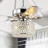 JONATHAN Y JYL9606A Brandy 52″ 3-Light Crystal Prism Drum LED Ceiling Fan with Remote, Transitional, Glam, Classic, Modern, Contemporary, Living Room, Family Room, Dining Room, Bedroom, Chrome