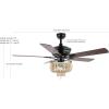 JONATHAN Y JYL9617A Opal Farmhouse Rustic Wood Bead Shade LED Ceiling Fan with Remote, for Bedroom, Living Room, Dining Room 52″ 3 Light, Black