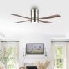 JONATHAN Y JYL9716A Theo 52″ 1-Light Contemporary Minimalist Iron/Acrylic Mobile-App/Remote-Controlled 6-Speed LED Ceiling Fan, Nickel/Neutral Brown Wood Finish for Living Room, Bedroom, Family Room(Nickel/Neutral Brown Wood Finish)