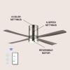 JONATHAN Y JYL9716A Theo 52″ 1-Light Contemporary Minimalist Iron/Acrylic Mobile-App/Remote-Controlled 6-Speed LED Ceiling Fan, Nickel/Neutral Brown Wood Finish for Living Room, Bedroom, Family Room(Nickel/Gray Wood Finish)