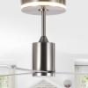 JONATHAN Y JYL9722B Levi 52″ 1-Light Contemporary Minimalist 6-Speed Iron Height Adjustable Integrated LED Ceiling Fan with Remote for Home, Living Room, Kitchen, Nickel(Nickel)