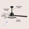 JONATHAN Y JYL9723A Remy 52″ 1-Light Modern Industrial Iron/Acrylic/Wood Remote-Controlled 6-Speed Integrated LED Ceiling Fan, Black/Dark Brown Wood for Living Room, Bedroom or Office(Black/Dark Brown)