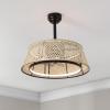 JONATHAN Y JYL9729A Cressida 23.75″ Traditional Bohemian 6-Speed Metal/Bamboo Mobile-App/Remote-Controlled Height-Adjustable Dimmable Caged Integrated LED Ceiling Fan, Light Brown/Black