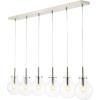 JONATHAN Y JYL1326A 40.5″ Modern 6-Light Linear Pendant Light, Contemporary Nickel Kitchen Island Chandelier with Clear Glass Globe Shades for Dining Room, Dimmable, 6 LED Bulbs Included