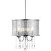 JONATHAN Y JYL7466A 17″ Modern Crystal Chandelier, Glam Chrome Drum Pendant Light with Adjustable Height, Dimmable Ceiling Light Fixture for Dining Room, Kitchen Island, Bedroom, Foyer(13 in)