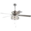JONATHAN Y JYL9600A Crista 52″ 3-Light Metal/Wood LED Ceiling Fan, Transitional, Glam, Classic, Modern, Contemporary, Iron, Living Room, Family Room, Dining Room, Bedroom, Chrome