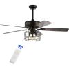 JONATHAN Y JYL9603A Asher 52″ 3-Light Industrial Metal/Wood LED Ceiling Fan with Remote, Farmhouse, Bohemian, Industrial, Rustic, Transitional, Southwestern, Living Room, Bedroom, Forged Black