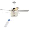 JONATHAN Y JYL9606A Brandy 52″ 3-Light Crystal Prism Drum LED Ceiling Fan with Remote, Transitional, Glam, Classic, Modern, Contemporary, Living Room, Family Room, Dining Room, Bedroom, Chrome