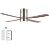 JONATHAN Y JYL9716A Theo 52″ 1-Light Contemporary Minimalist Iron/Acrylic Mobile-App/Remote-Controlled 6-Speed LED Ceiling Fan, Nickel/Neutral Brown Wood Finish for Living Room, Bedroom, Family Room(Nickel/Neutral Brown Wood Finish)