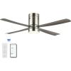 JONATHAN Y JYL9716A Theo 52″ 1-Light Contemporary Minimalist Iron/Acrylic Mobile-App/Remote-Controlled 6-Speed LED Ceiling Fan, Nickel/Neutral Brown Wood Finish for Living Room, Bedroom, Family Room(Nickel/Gray Wood Finish)