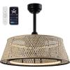 JONATHAN Y JYL9729A Cressida 23.75″ Traditional Bohemian 6-Speed Metal/Bamboo Mobile-App/Remote-Controlled Height-Adjustable Dimmable Caged Integrated LED Ceiling Fan, Light Brown/Black