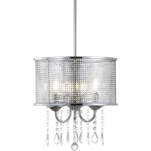 JONATHAN Y JYL7466A 17″ Modern Crystal Chandelier, Glam Chrome Drum Pendant Light with Adjustable Height, Dimmable Ceiling Light Fixture for Dining Room, Kitchen Island, Bedroom, Foyer(13 in)