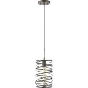 JONATHAN Y JYL7910C Helisa 7.25″ 1-Light Modern Contemporary Iron Spiral LED Pendant, Antique Silverfor Bedside Table, Kitchen Island, and Dining Table(Antique Silver)