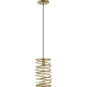 JONATHAN Y JYL7910C Helisa 7.25″ 1-Light Modern Contemporary Iron Spiral LED Pendant, Antique Silverfor Bedside Table, Kitchen Island, and Dining Table(Gold Painting)