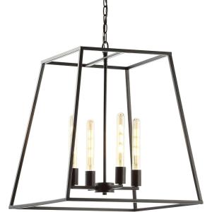 JONATHAN Y JYL9534A Hutson 4-Light 21″ Iron Modern Angled LED Chandelier, Bohemian, Casual, Cottage, Designer, Farmhouse, Glam, Industrial, Rustic, Transitional, Living Room, Kitchen, Bedroom, Black