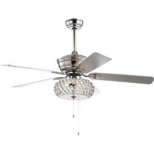 JONATHAN Y JYL9600A Crista 52″ 3-Light Metal/Wood LED Ceiling Fan, Transitional, Glam, Classic, Modern, Contemporary, Iron, Living Room, Family Room, Dining Room, Bedroom, Chrome