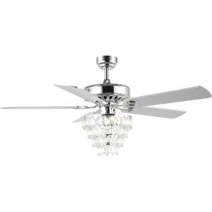JONATHAN Y JYL9616A Mindy 52″ 3-Light Glam Modern Crystal Shade LED Ceiling Fan with Remote, Transitional, Glam, Modern, Traditional, Casual, Contemporary, Living Room, Family Room, Bedroom, Chrome