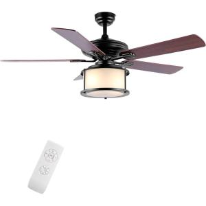 JONATHAN Y JYL9619A Brantley 52″ 2-Light Bohemian Farmhouse Iron LED Ceiling Fan Transitional Rustic For Bedroom, Dining Room, Living Room, Kitchen, Black