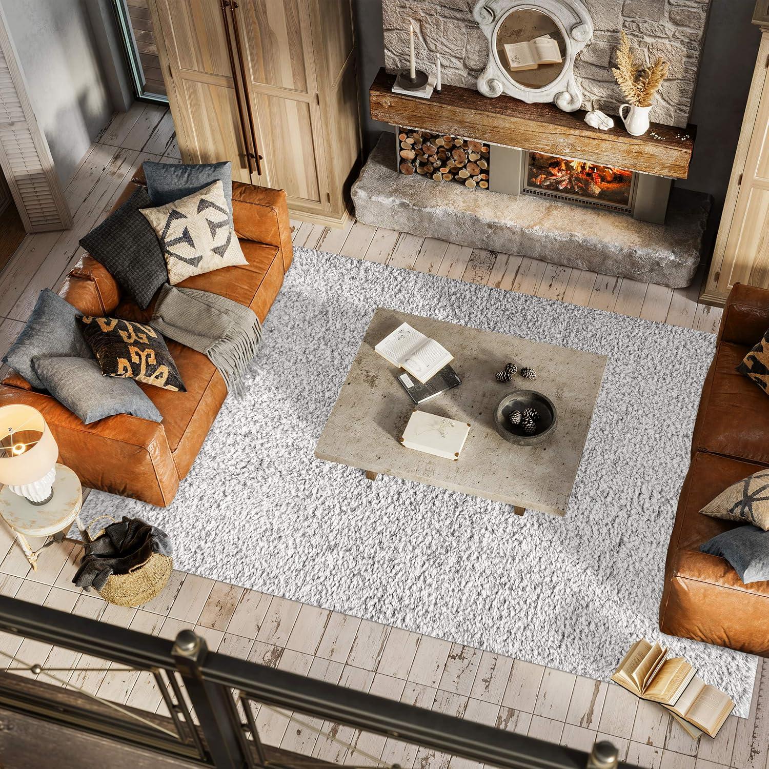 image:imageJONATHAN Y Aydin Solid Plush Shag Gray Runner Rug 2x8 Contemporary Glam EasyCleaning for Living Room Bedroom Kitchen Pet Friendly NonShedding ALA102A28GrayIvory