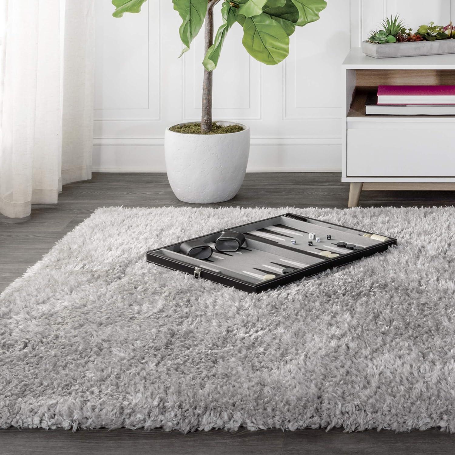image:imageJONATHAN Y Aydin Solid Plush Shag Gray Runner Rug 2x8 Contemporary Glam EasyCleaning for Living Room Bedroom Kitchen Pet Friendly NonShedding ALA102A28Grey