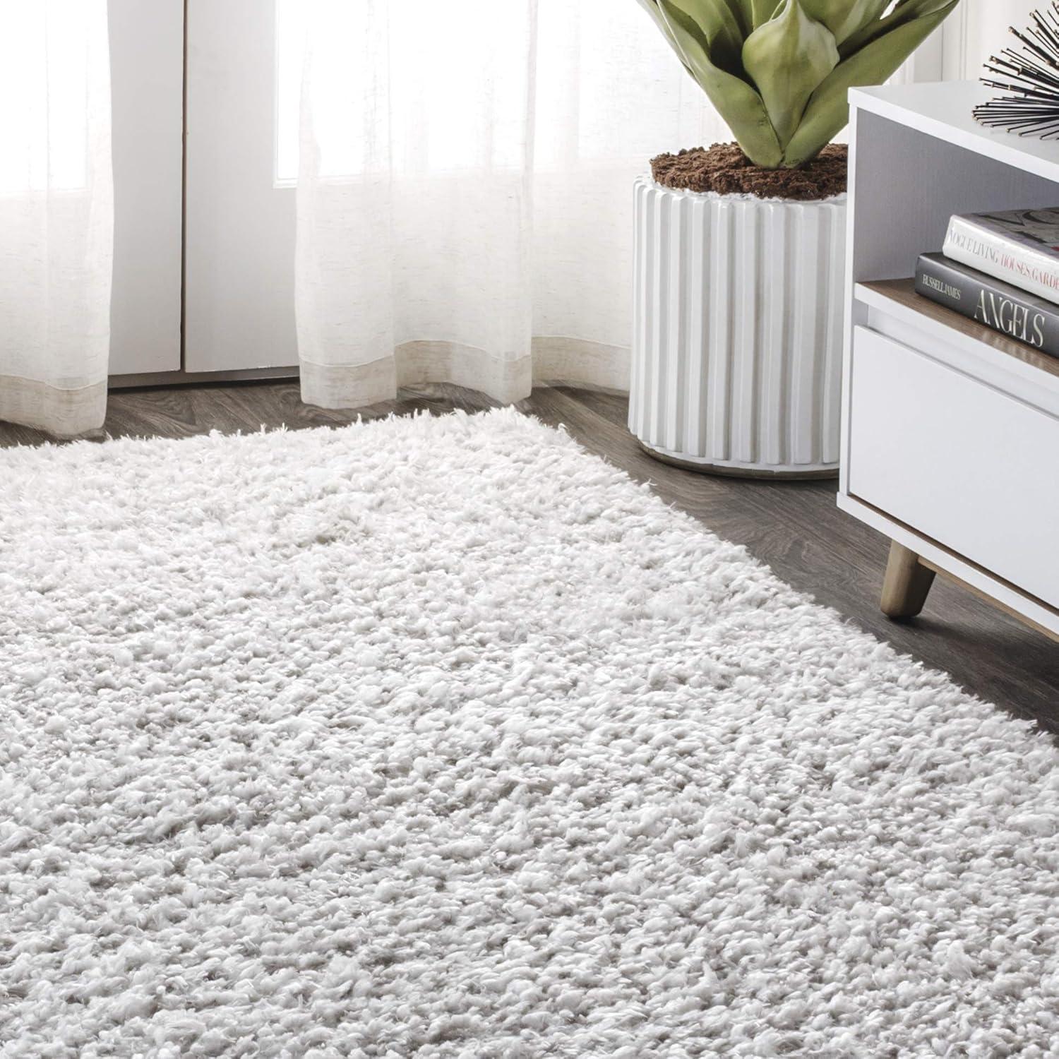 image:imageJONATHAN Y Aydin Solid Plush Shag Gray Runner Rug 2x8 Contemporary Glam EasyCleaning for Living Room Bedroom Kitchen Pet Friendly NonShedding ALA102A28GrayIvory