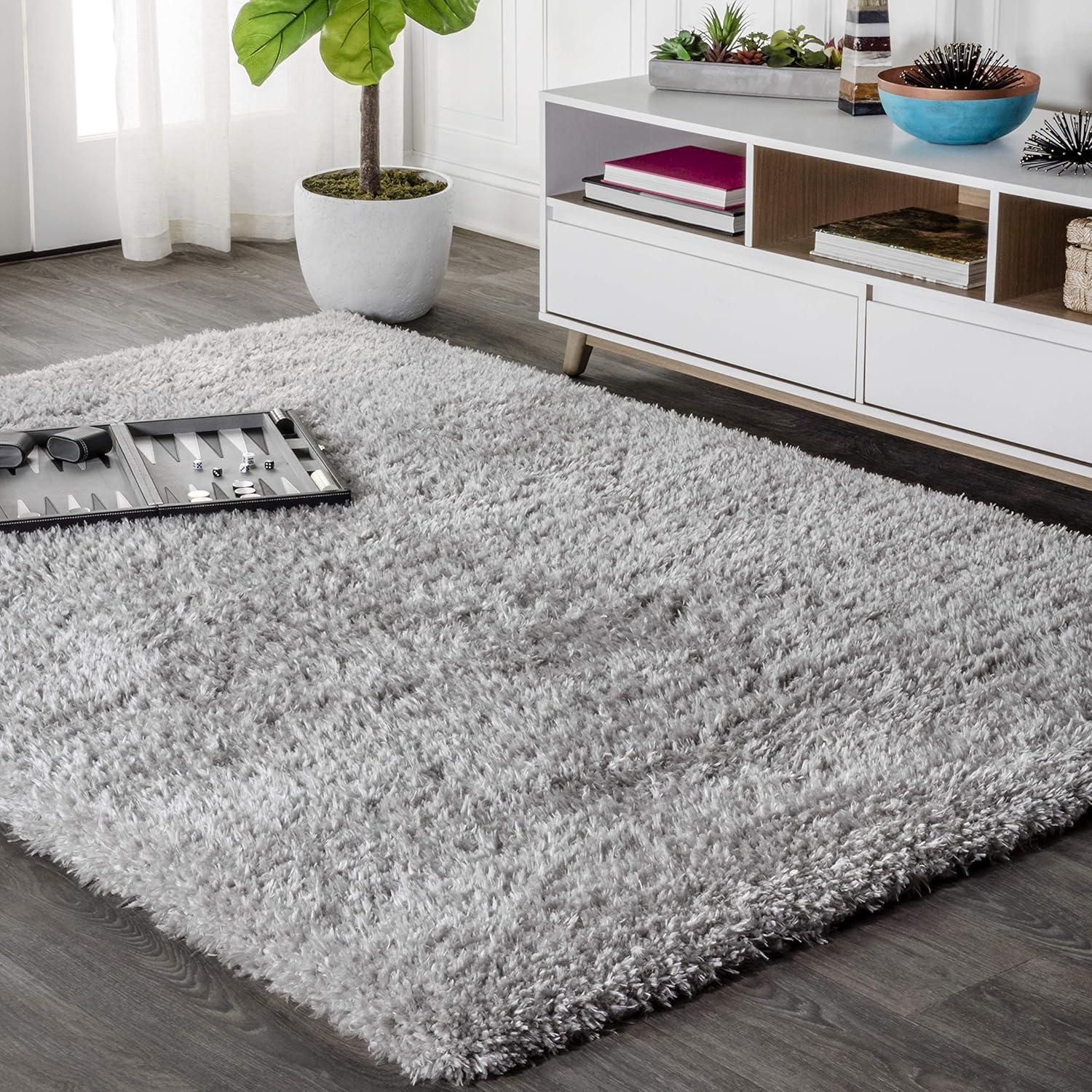 image:imageJONATHAN Y Aydin Solid Plush Shag Gray Runner Rug 2x8 Contemporary Glam EasyCleaning for Living Room Bedroom Kitchen Pet Friendly NonShedding ALA102A28Grey