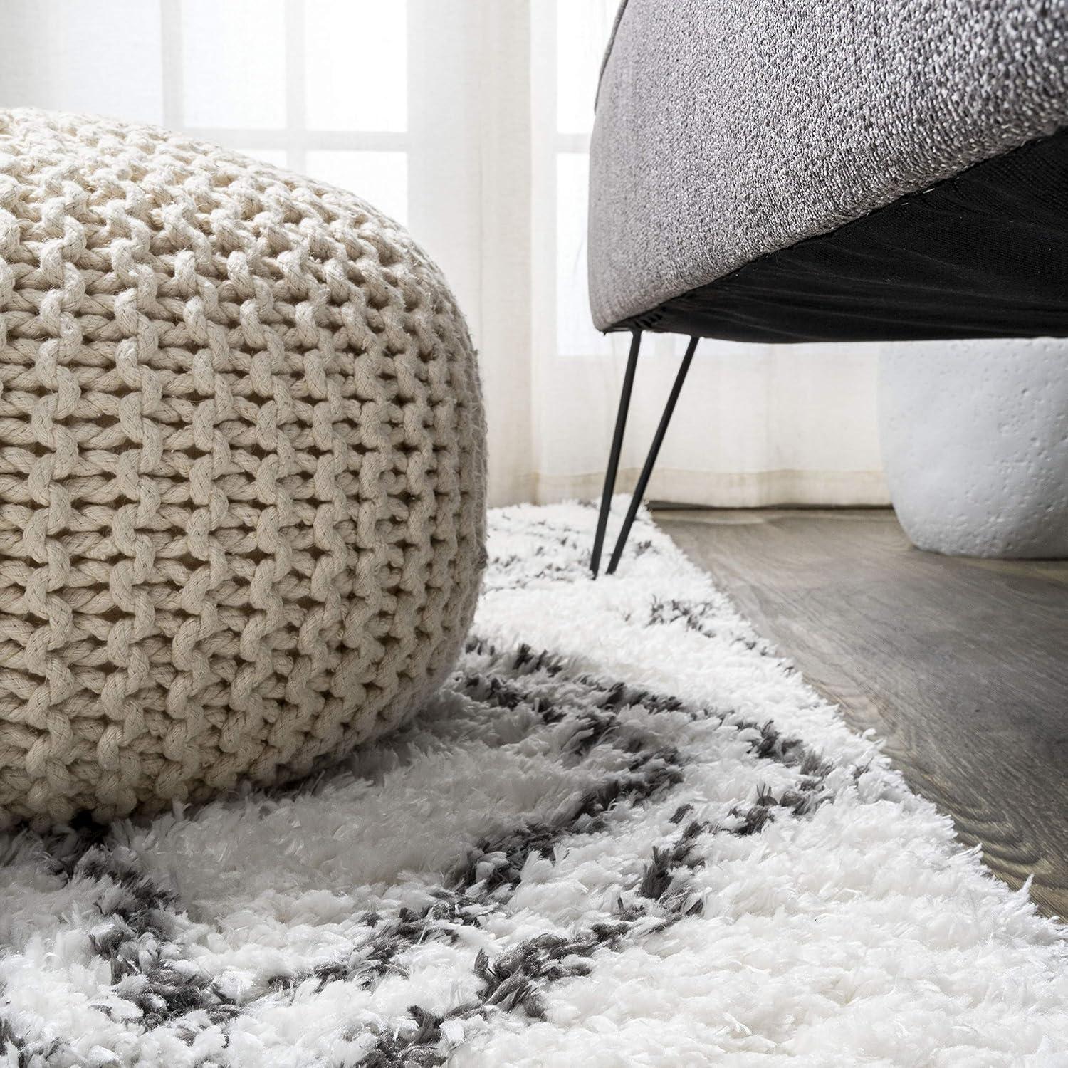 image:imageJONATHAN Y Beni Diamond Shag IvoryDark Gray Runner Rug 2x8 Moroccan Style Bohemian Transitional EasyCleaning for Living Room Bedroom Kitchen Pet Friendly NonShedding ALA101A2823 x 8 Runner