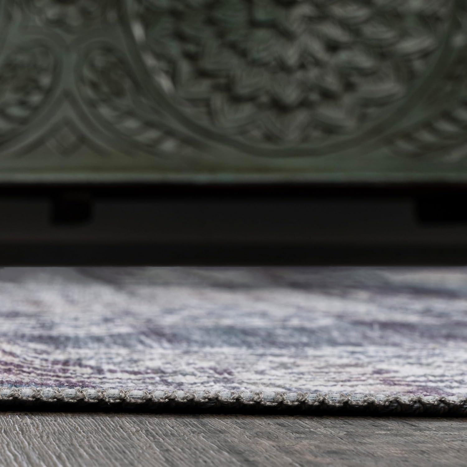 image:imageJONATHAN Y Machine Washable Blue Indoor Area Rug 5X8 ft Regis Bohemian Medallion for Living Room Bedroom Kitchen Office EasyCleaning High Traffic PetFriendly NonShedding WSH107A5RegispurpleCream