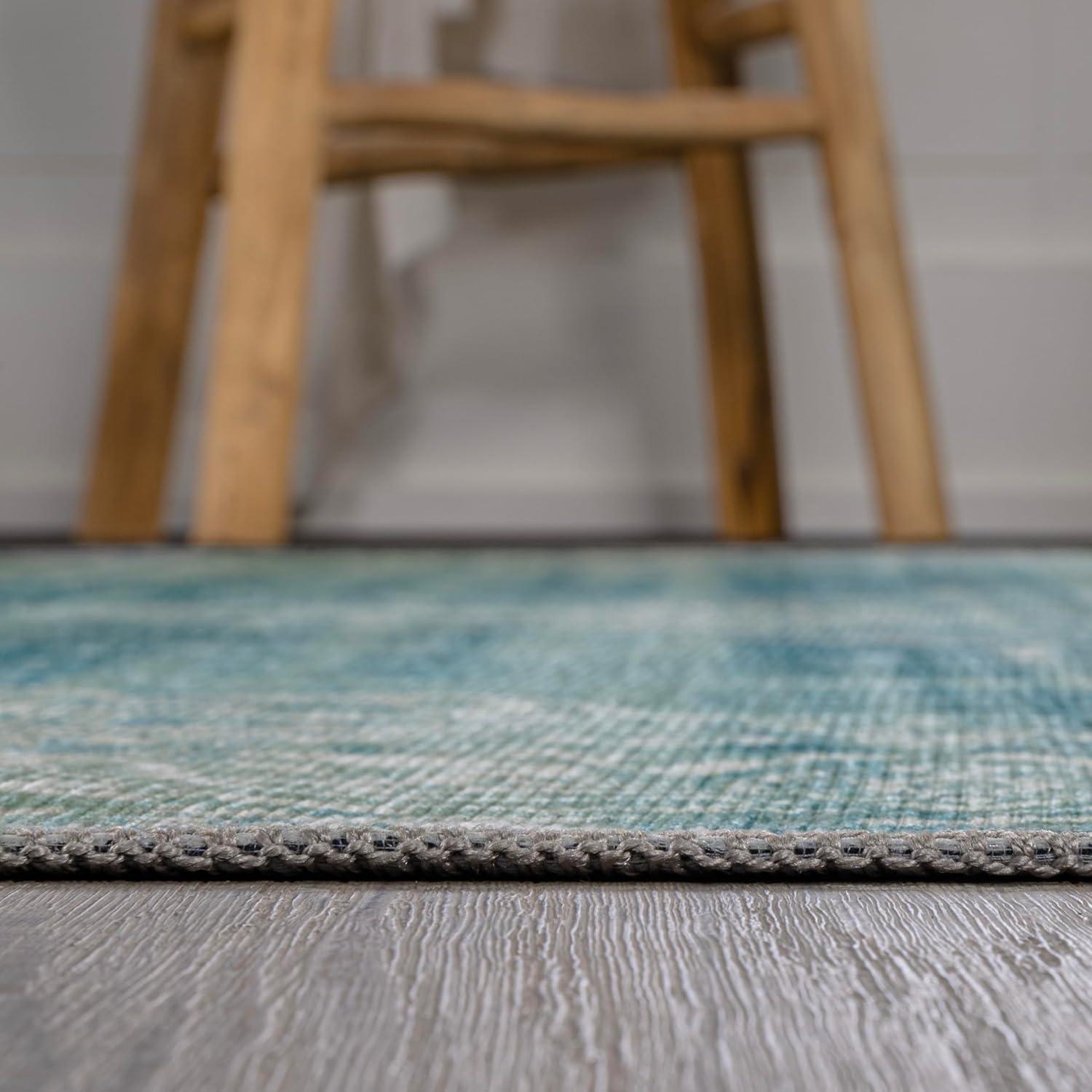 image:imageJONATHAN Y Machine Washable Blue Indoor Area Rug 5X8 ft Regis Bohemian Medallion for Living Room Bedroom Kitchen Office EasyCleaning High Traffic PetFriendly NonShedding WSH107A5RegistealCream
