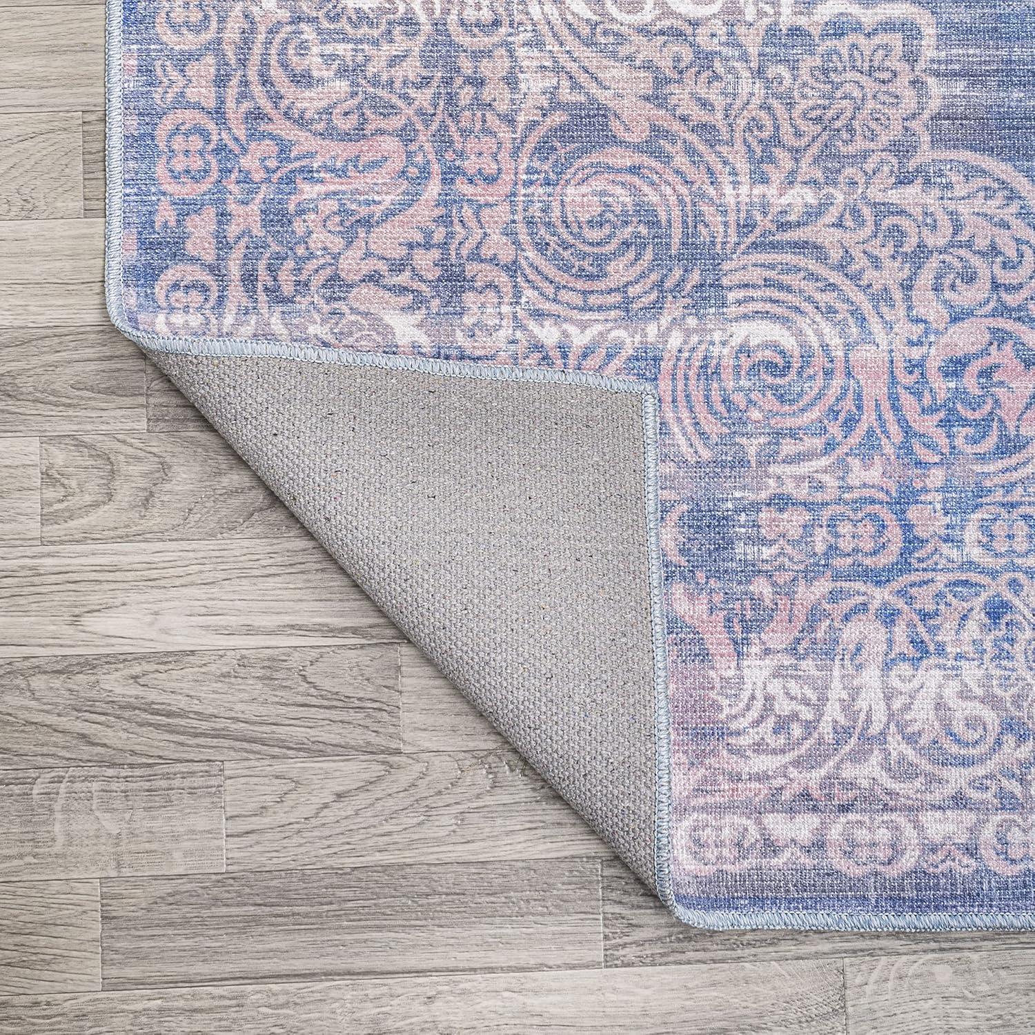 image:imageJONATHAN Y Machine Washable Blue Indoor Area Rug 5X8 ft Regis Bohemian Medallion for Living Room Bedroom Kitchen Office EasyCleaning High Traffic PetFriendly NonShedding WSH107A5Regisblue