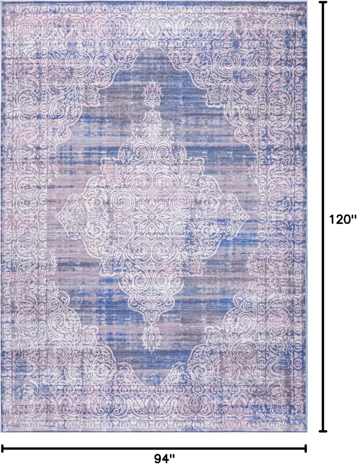 image:imageJONATHAN Y Machine Washable Blue Indoor Area Rug 5X8 ft Regis Bohemian Medallion for Living Room Bedroom Kitchen Office EasyCleaning High Traffic PetFriendly NonShedding WSH107A5Regisblue