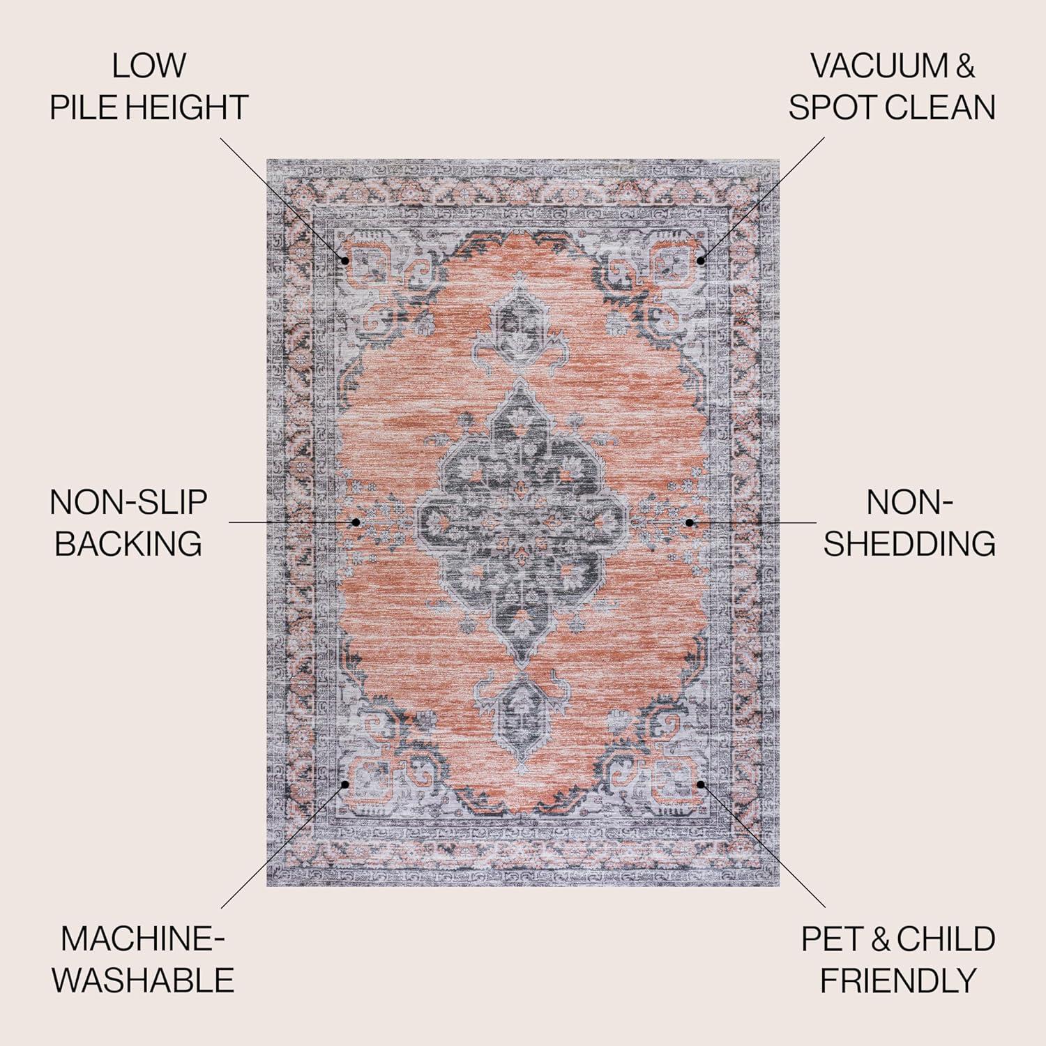 image:imageJONATHAN Y Machine Washable Indoor Area Rug 5X8 Dark GrayYellow Wincer Chenille Cottage Medallion for Living Room Bedroom Kitchen Office EasyCleaning PetFriendly NonShedding WSH202C5WincerorangeGray