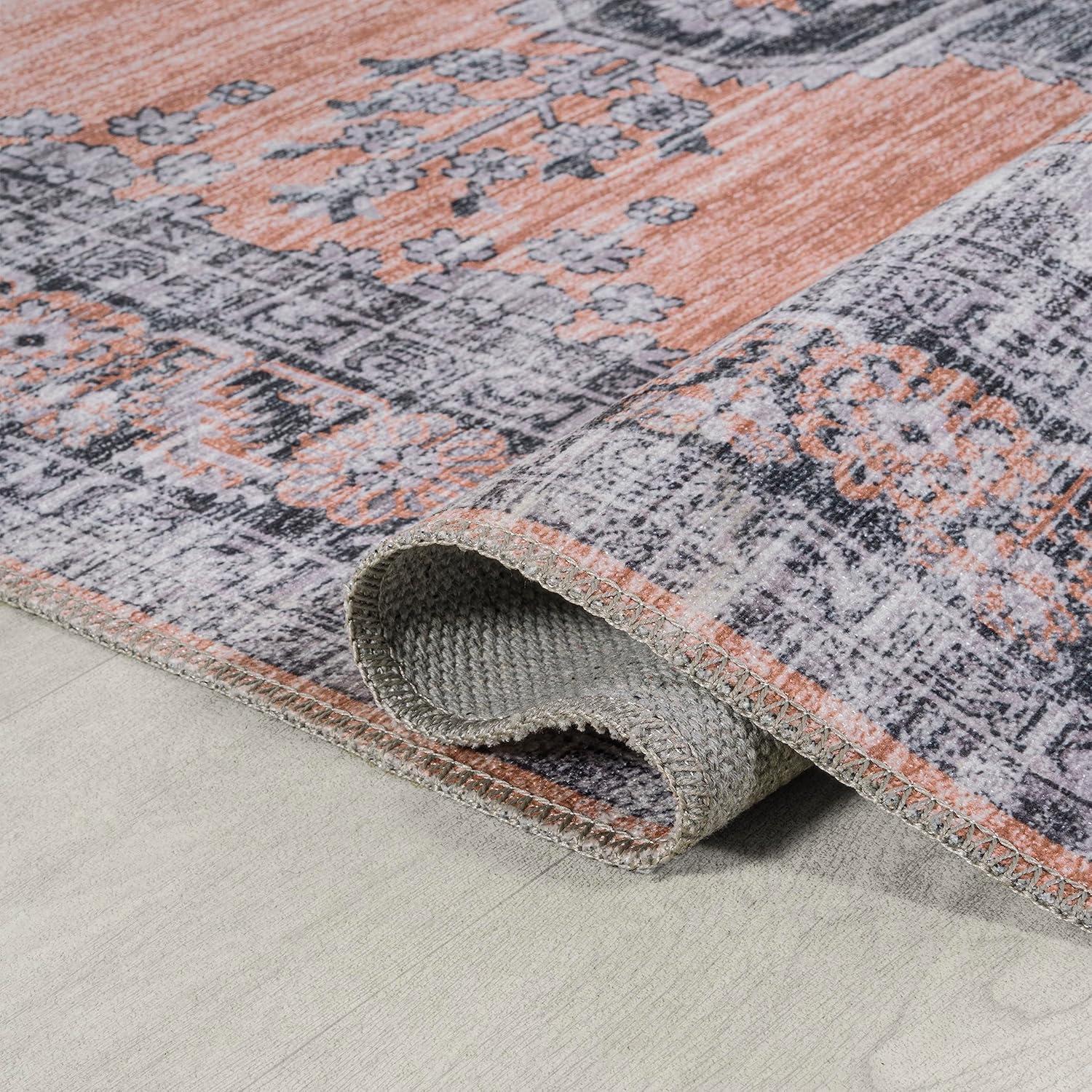 image:imageJONATHAN Y Machine Washable Indoor Area Rug 5X8 Dark GrayYellow Wincer Chenille Cottage Medallion for Living Room Bedroom Kitchen Office EasyCleaning PetFriendly NonShedding WSH202C5WincerorangeGray