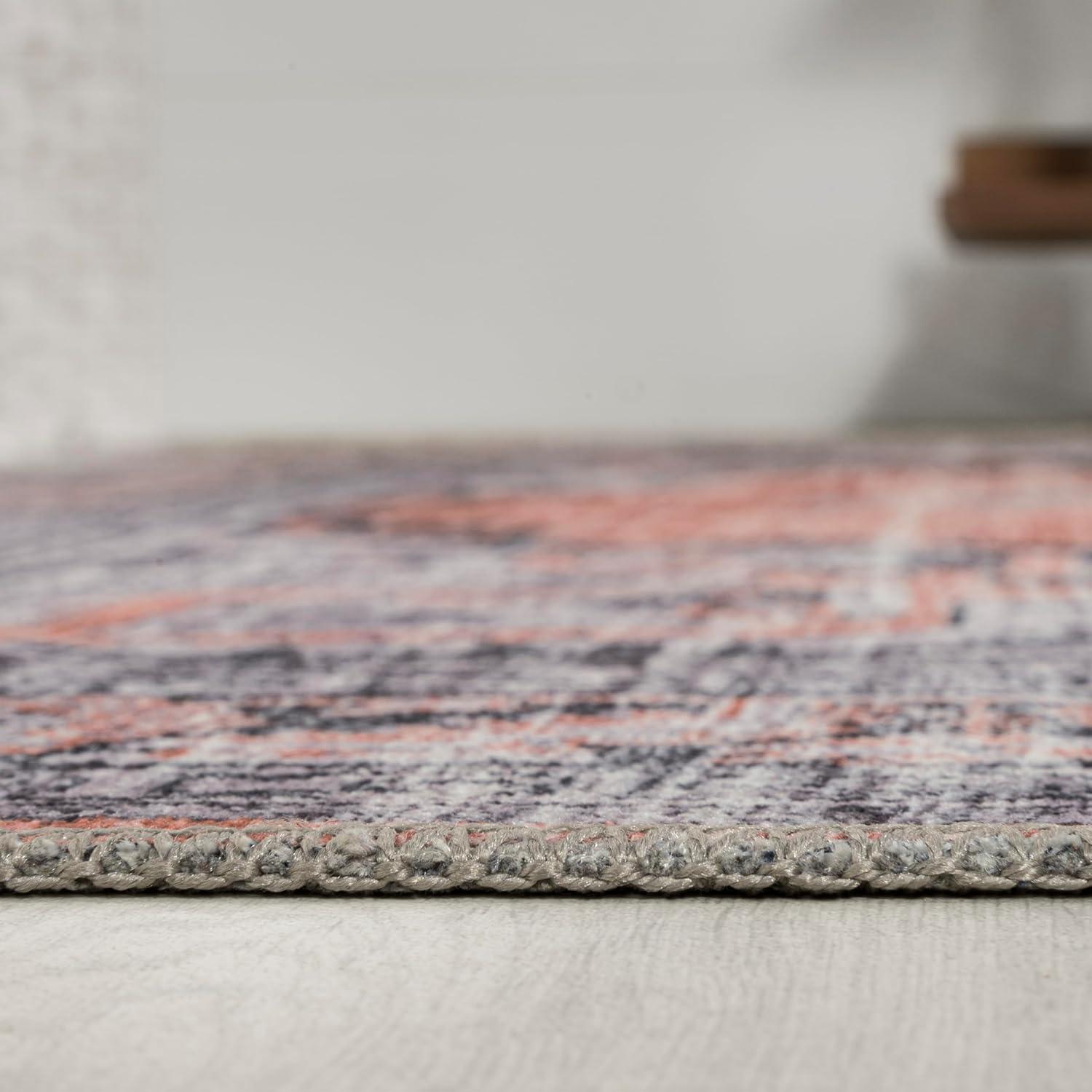 image:imageJONATHAN Y Machine Washable Indoor Area Rug 5X8 Dark GrayYellow Wincer Chenille Cottage Medallion for Living Room Bedroom Kitchen Office EasyCleaning PetFriendly NonShedding WSH202C5WincerorangeGray