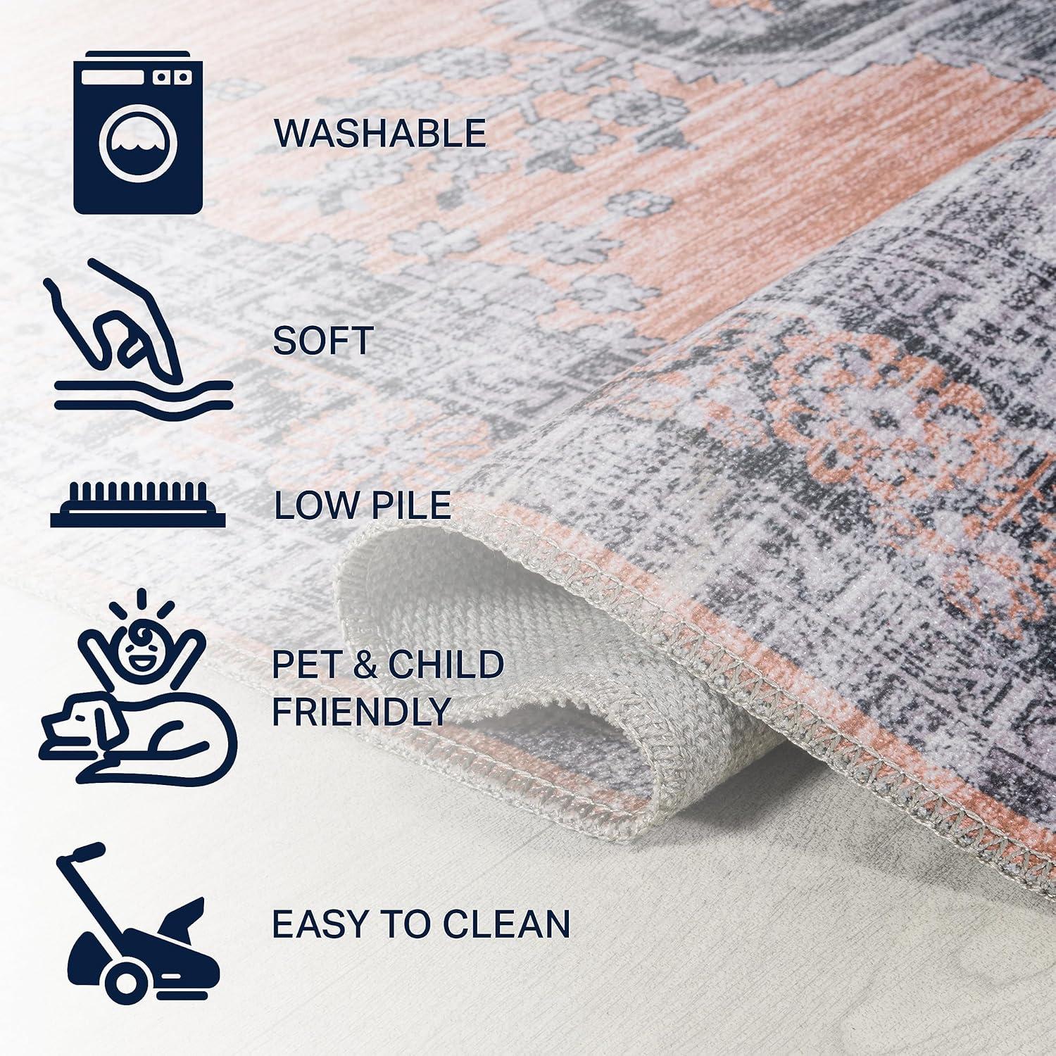 image:imageJONATHAN Y Machine Washable Indoor Area Rug 5X8 Dark GrayYellow Wincer Chenille Cottage Medallion for Living Room Bedroom Kitchen Office EasyCleaning PetFriendly NonShedding WSH202C5WincerorangeGray