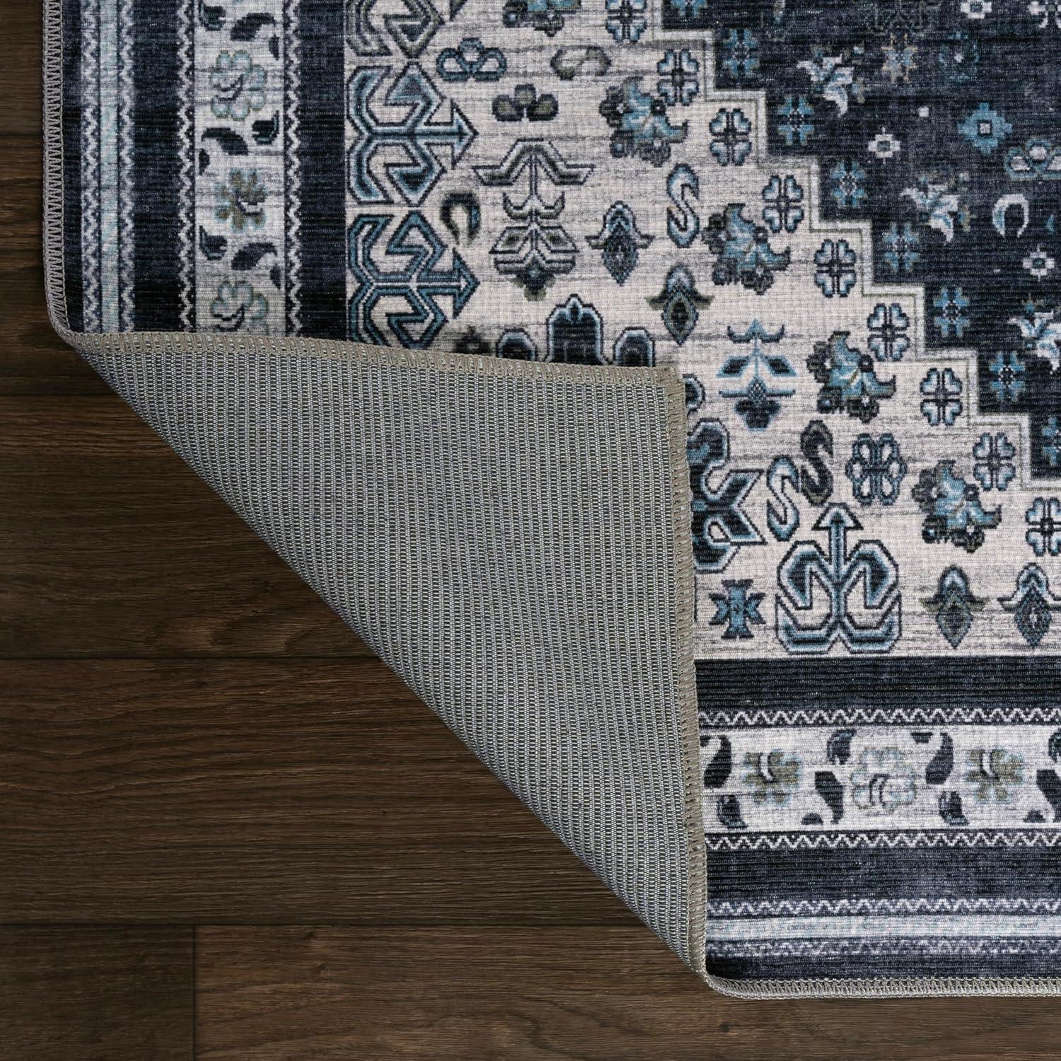 image:imageJONATHAN Y Machine Washable Indoor Area Rug 5X8 TerracottaNavy Dalyan Geometric Medallions for Living Room Bedroom Kitchen Office EasyCleaning PetFriendly NonShedding WSH101A5DalyannavyLight Gray