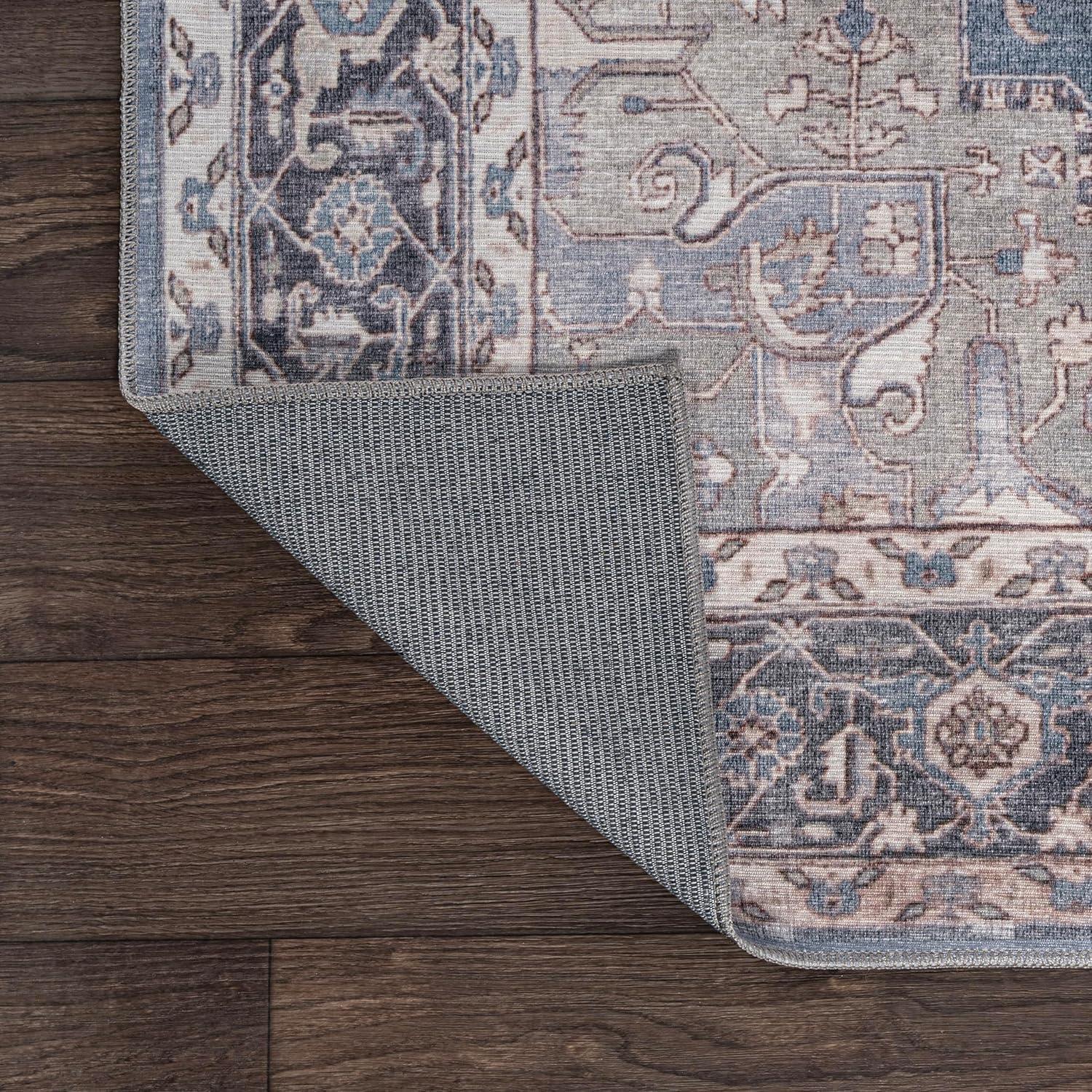 image:imageJONATHAN Y Machine Washable Indoor Area Rug 5X8 TerracottaNavy Dalyan Geometric Medallions for Living Room Bedroom Kitchen Office EasyCleaning PetFriendly NonShedding WSH101A5MarisblueCream