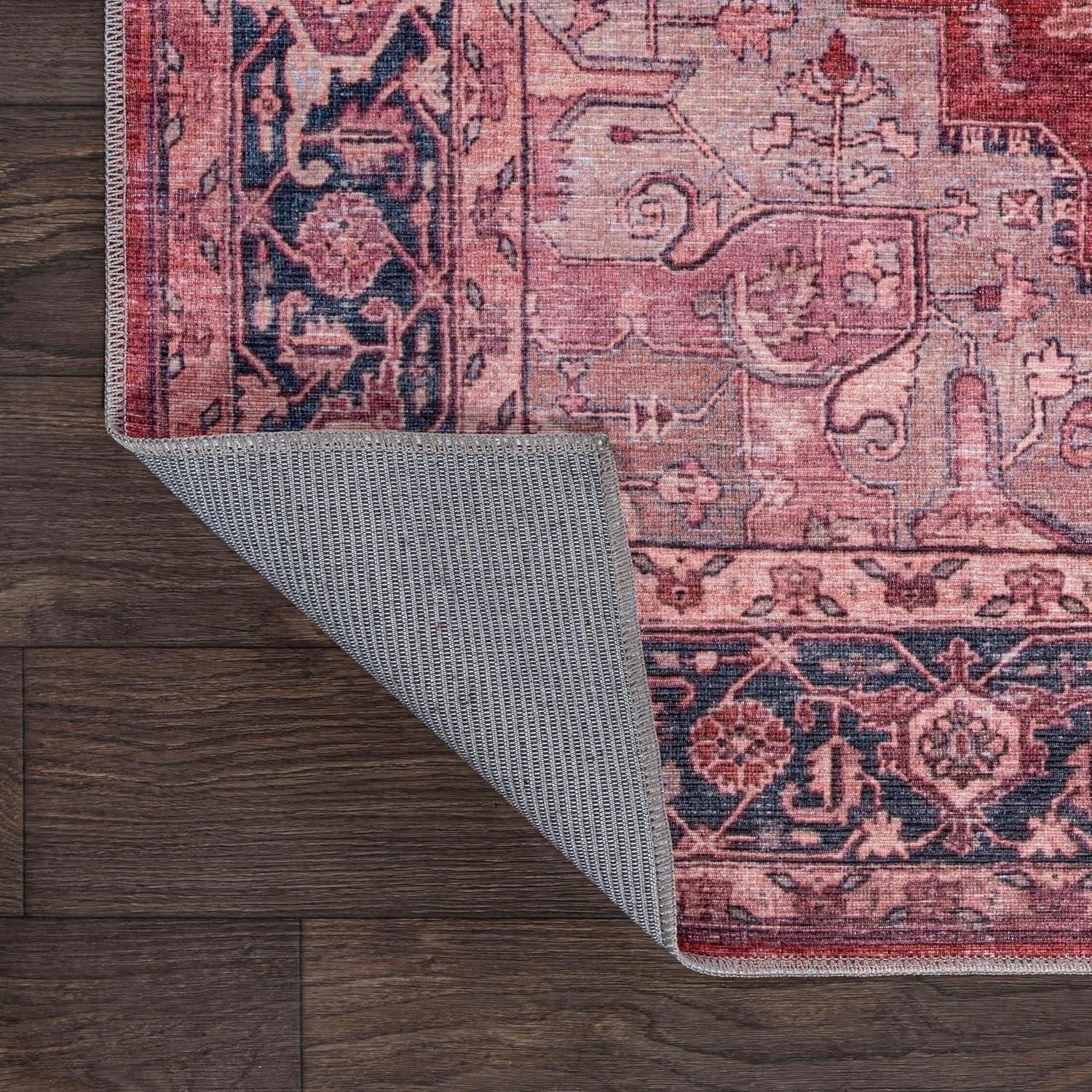 image:imageJONATHAN Y Machine Washable Indoor Area Rug 5X8 TerracottaNavy Dalyan Geometric Medallions for Living Room Bedroom Kitchen Office EasyCleaning PetFriendly NonShedding WSH101A5MarisredBlackBlue