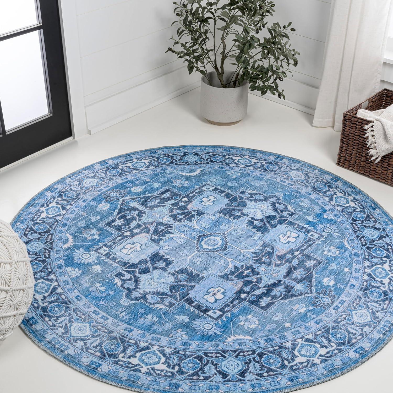 image:imageJONATHAN Y Machine Washable Indoor Area Rug 5X8 TerracottaNavy Dalyan Geometric Medallions for Living Room Bedroom Kitchen Office EasyCleaning PetFriendly NonShedding WSH101A5MarisblueNavy