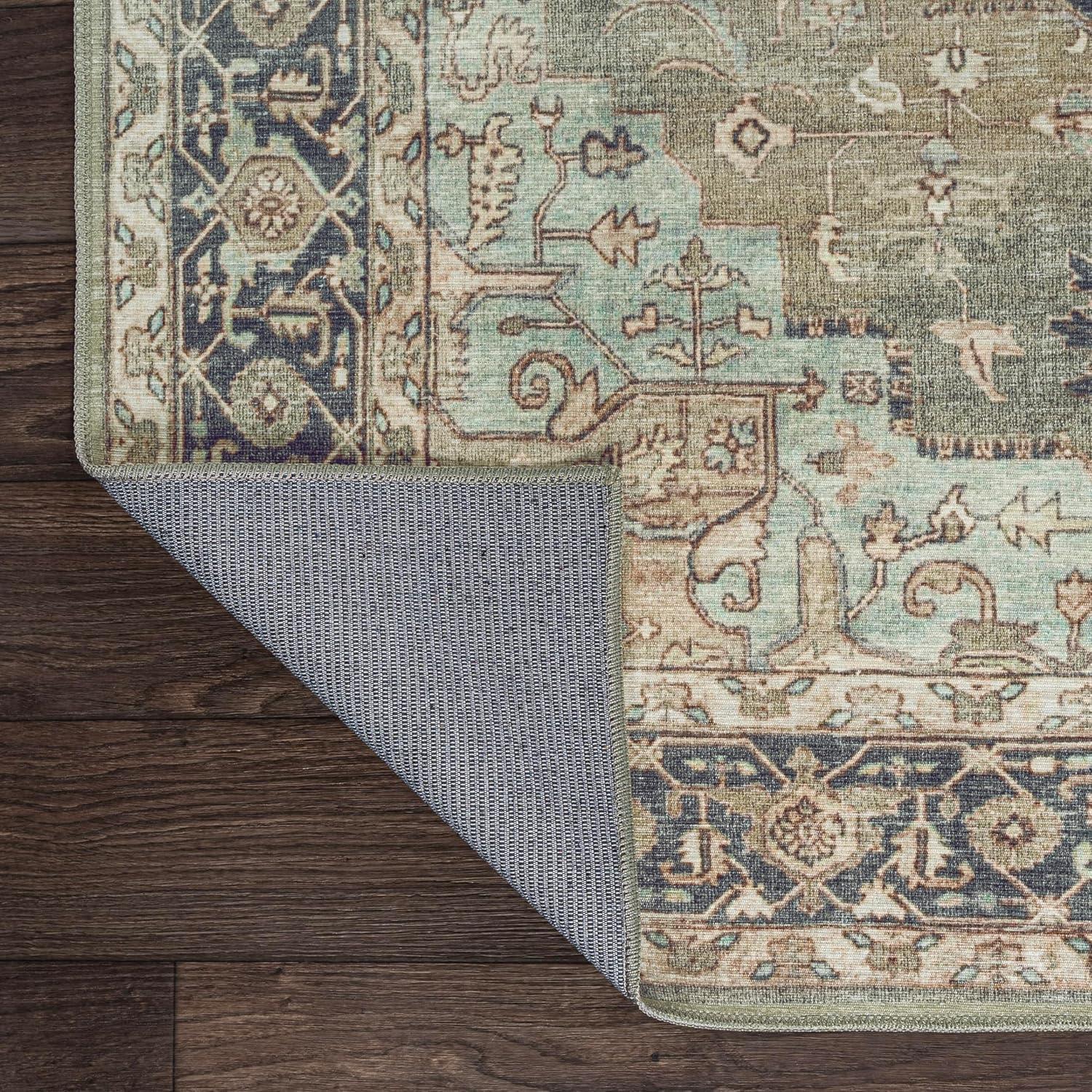 image:imageJONATHAN Y Machine Washable Indoor Area Rug 5X8 TerracottaNavy Dalyan Geometric Medallions for Living Room Bedroom Kitchen Office EasyCleaning PetFriendly NonShedding WSH101A5Marislight GreenTanBlue