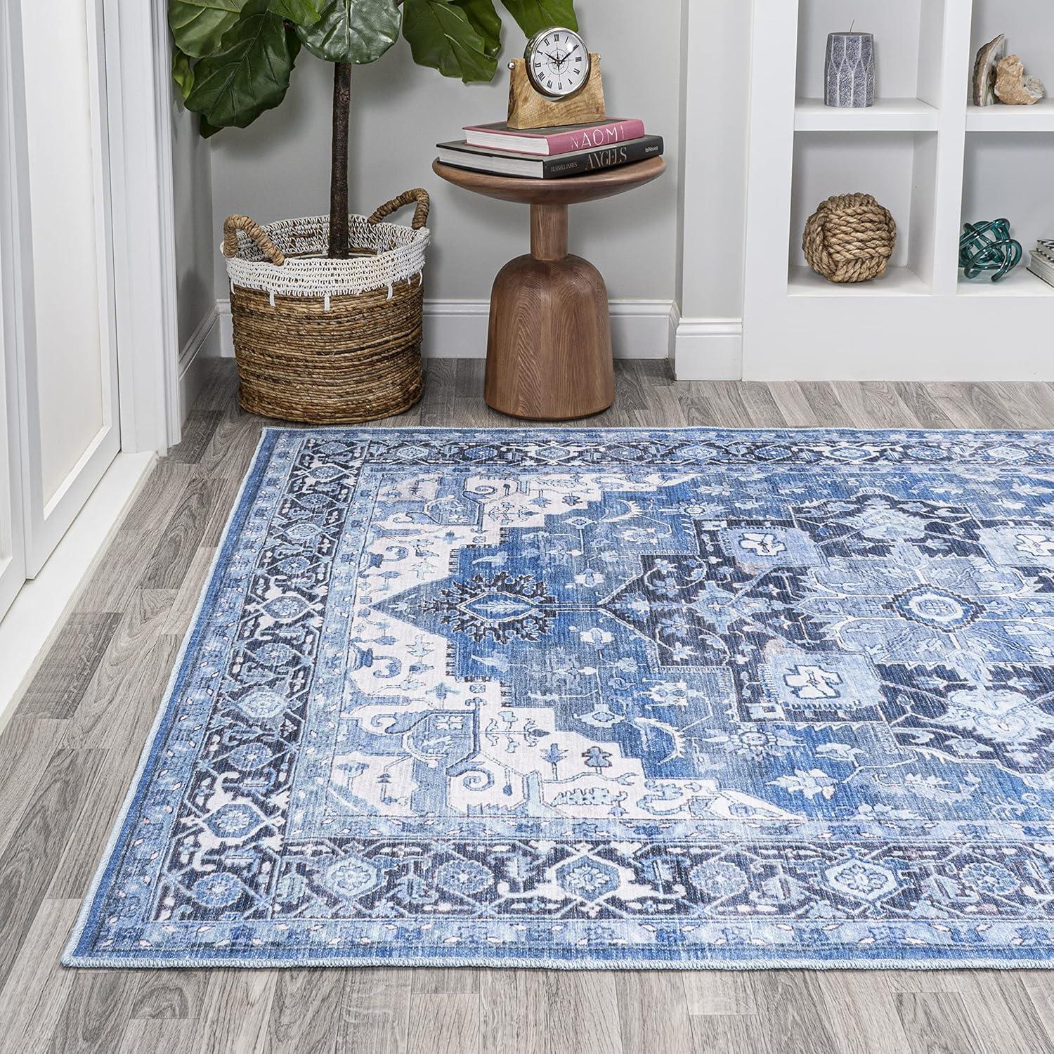 image:imageJONATHAN Y Machine Washable Indoor Area Rug 5X8 TerracottaNavy Dalyan Geometric Medallions for Living Room Bedroom Kitchen Office EasyCleaning PetFriendly NonShedding WSH101A5MarisblueNavy
