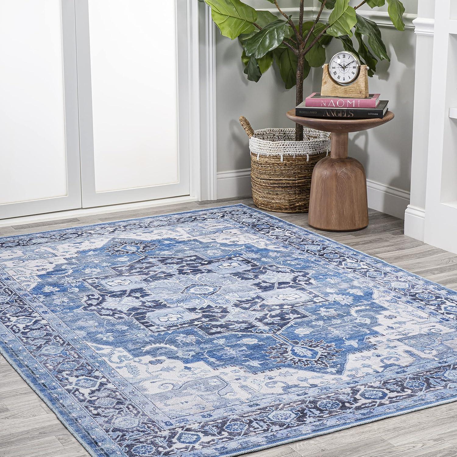 image:imageJONATHAN Y Machine Washable Indoor Area Rug 5X8 TerracottaNavy Dalyan Geometric Medallions for Living Room Bedroom Kitchen Office EasyCleaning PetFriendly NonShedding WSH101A5MarisblueNavy
