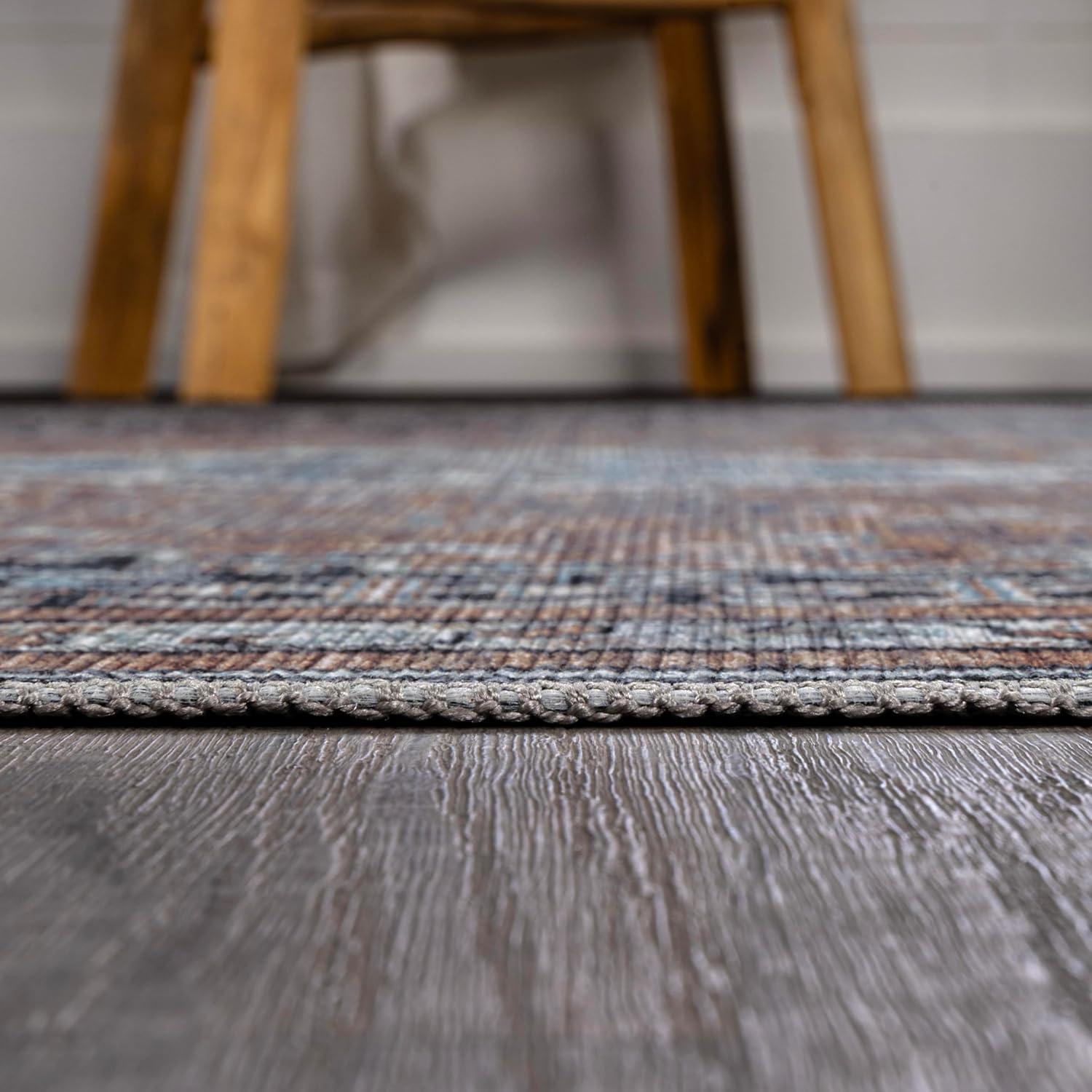 image:imageJONATHAN Y Machine Washable Indoor Area Rug 5X8 TerracottaNavy Dalyan Geometric Medallions for Living Room Bedroom Kitchen Office EasyCleaning PetFriendly NonShedding WSH101A5DalyanbrownBlueGray
