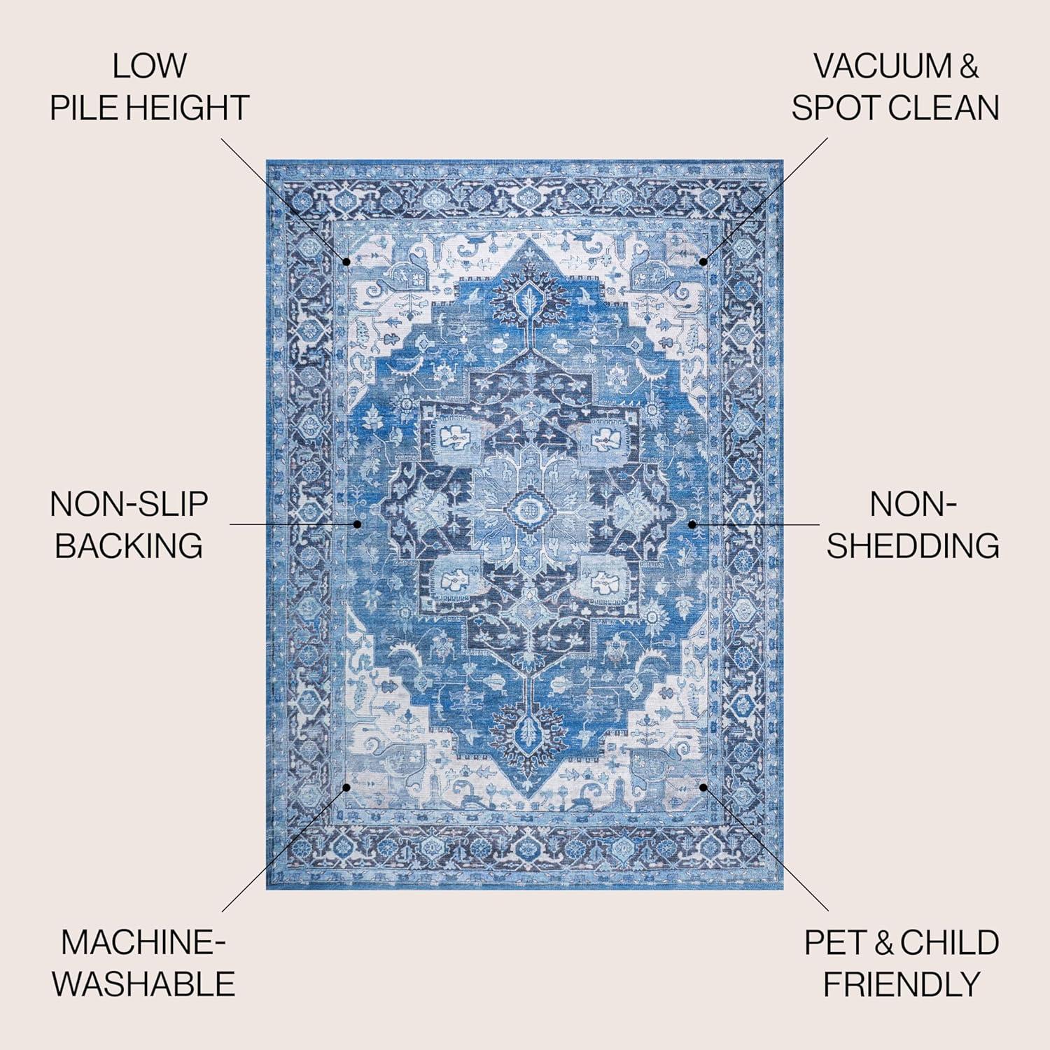 image:imageJONATHAN Y Machine Washable Indoor Area Rug 5X8 TerracottaNavy Dalyan Geometric Medallions for Living Room Bedroom Kitchen Office EasyCleaning PetFriendly NonShedding WSH101A5MarisblueNavy