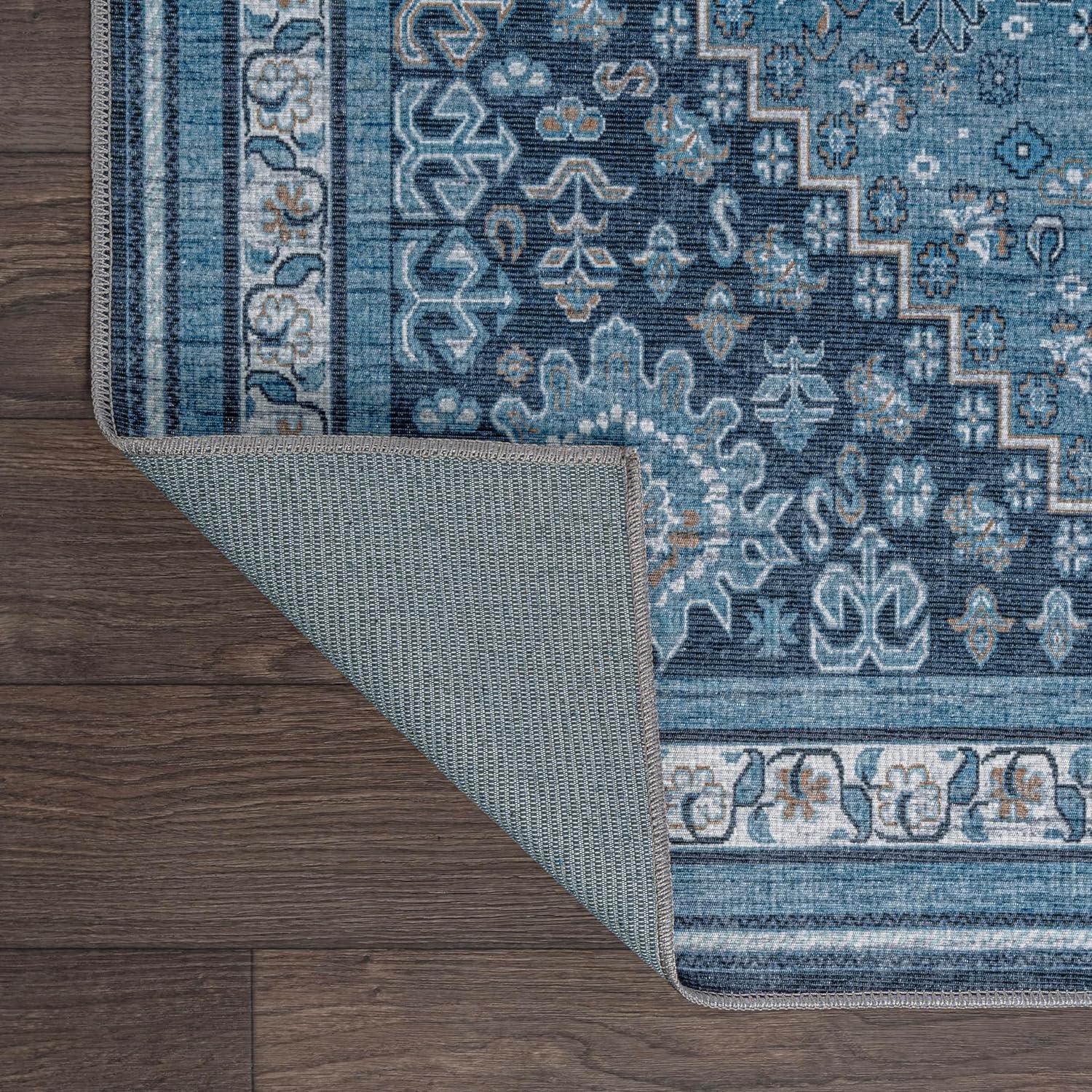 image:imageJONATHAN Y Machine Washable Indoor Area Rug 5X8 TerracottaNavy Dalyan Geometric Medallions for Living Room Bedroom Kitchen Office EasyCleaning PetFriendly NonShedding WSH101A5DalyanblueGray