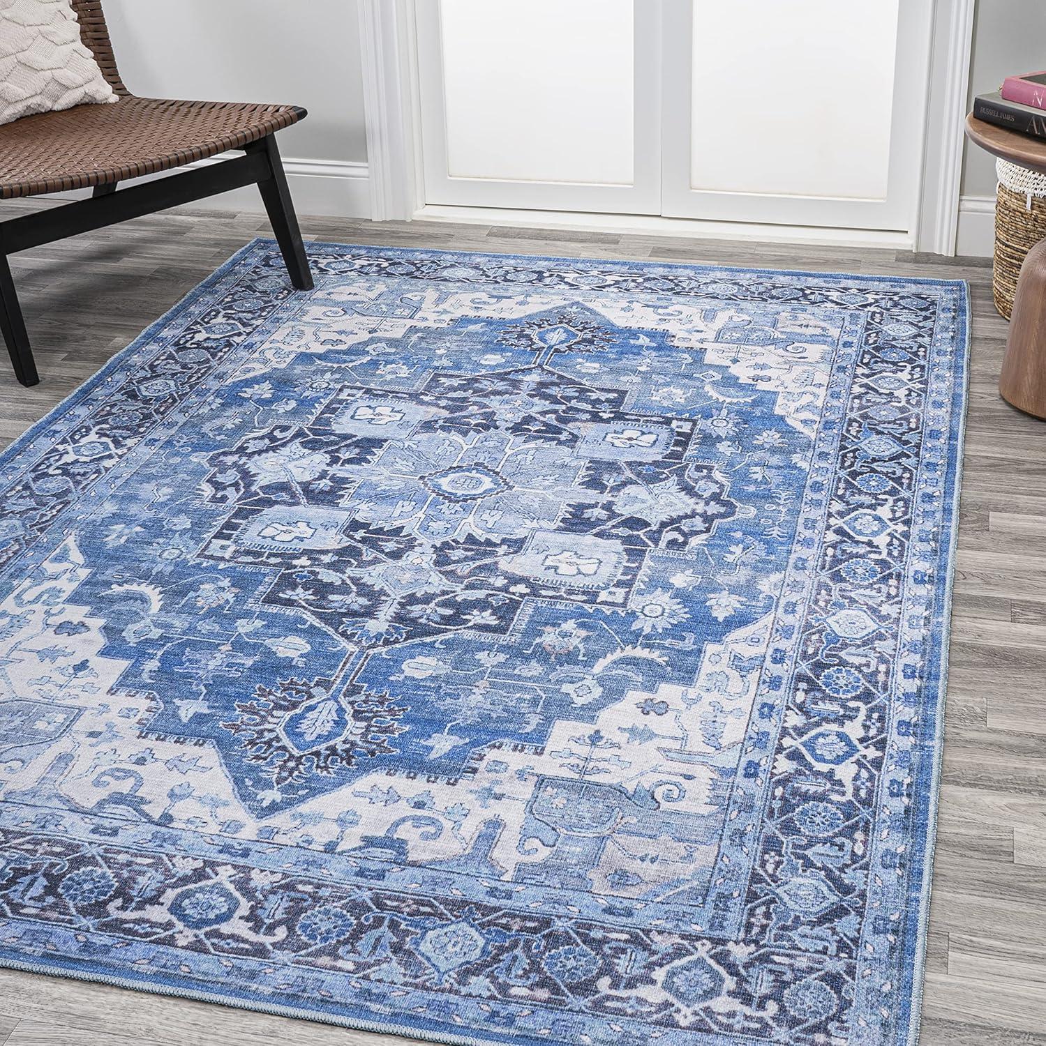 image:imageJONATHAN Y Machine Washable Indoor Area Rug 5X8 TerracottaNavy Dalyan Geometric Medallions for Living Room Bedroom Kitchen Office EasyCleaning PetFriendly NonShedding WSH101A5MarisblueNavy