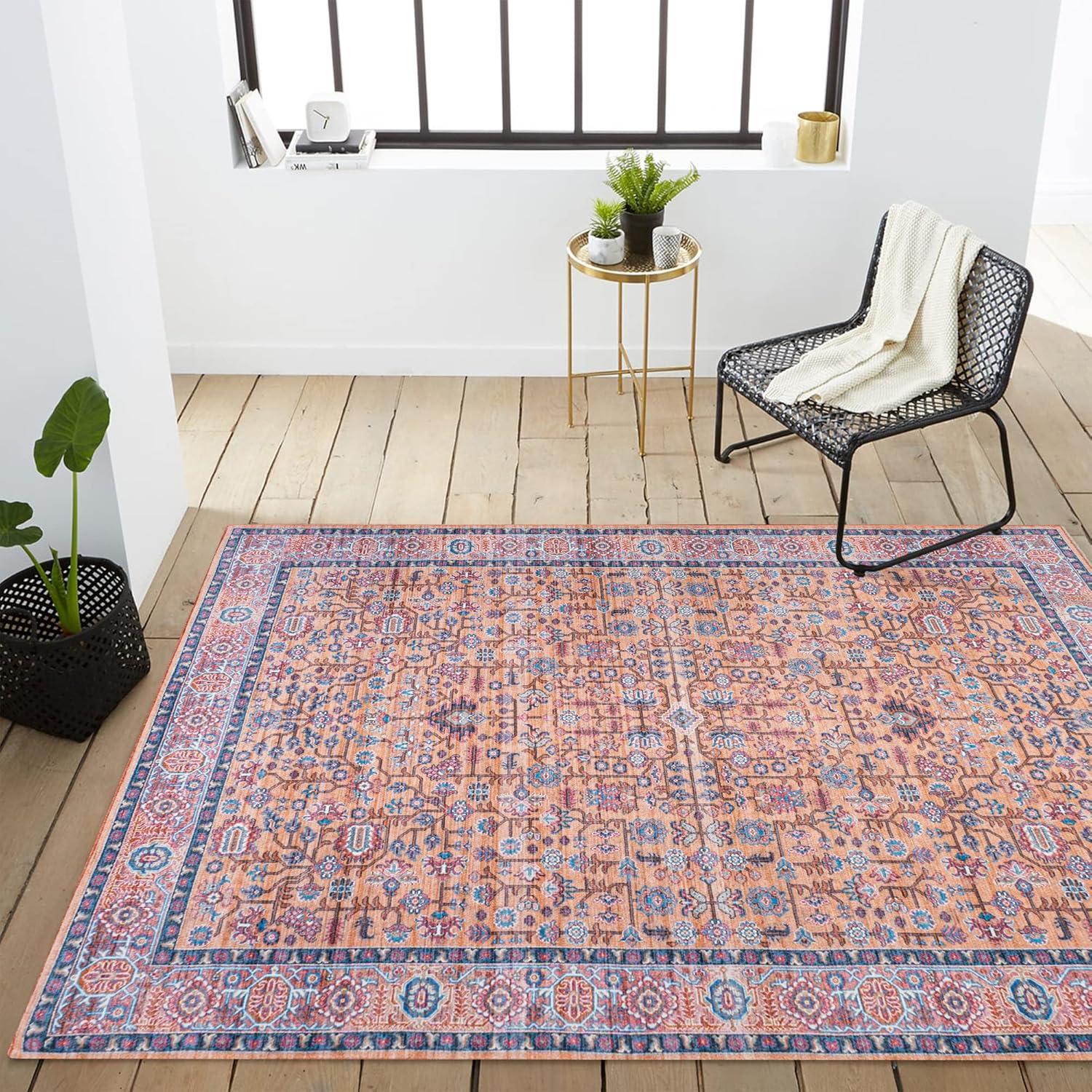 image:imageJONATHAN Y Machine Washable Multi Indoor Area Rug 5X8 ft Kemer for Living Room Bedroom Kitchen Office EasyCleaning High Traffic PetFriendly NonShedding WSH104A5